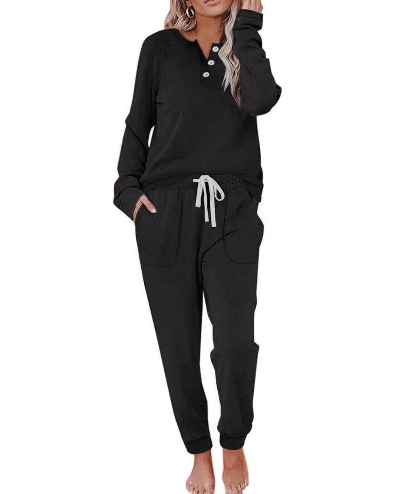 Two Piece Outfits for Women LoungeSets Button Down Sweatshirt SweatpantsSweatsuits Set with Pockets