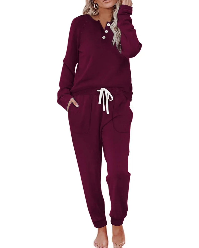 Two Piece Outfits for Women LoungeSets Button Down Sweatshirt SweatpantsSweatsuits Set with Pockets