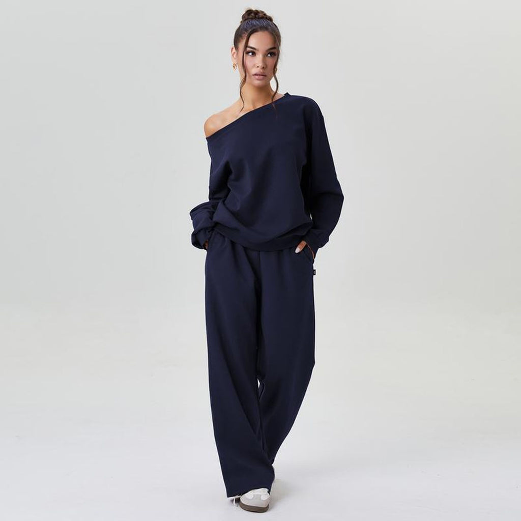 New winter style, fashionable and versatile off-shoulder design, Amazon trendy sporty casual suit