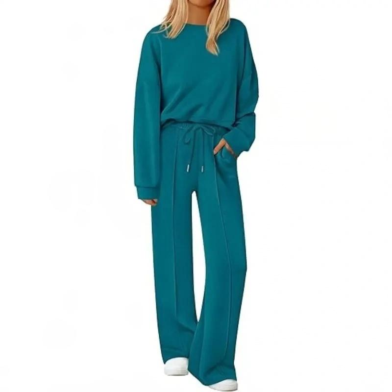 2 Piece Sets For Women Fall TrendyLong Sleeve Sweatshirt Wide Leg PantsLoungewear Set Matching Sweatsuit High QualityHomewear, Cozy&Comfy Travel Outfit,MinimalistPremium Womenswear