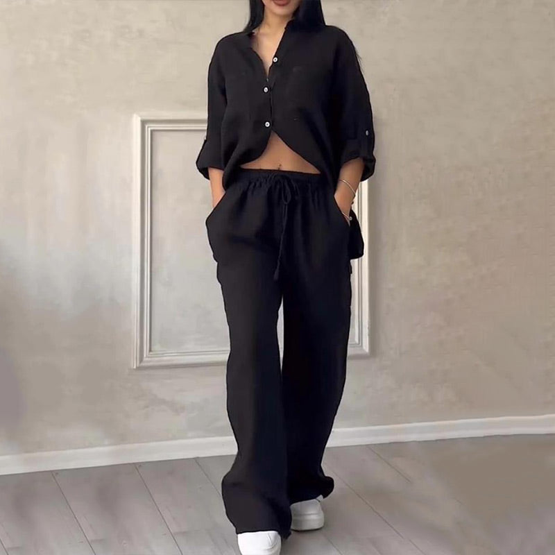 🌸🔥Women's 2 piece outfits button down shirt & trousers